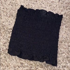 Black smocked cropped tube top